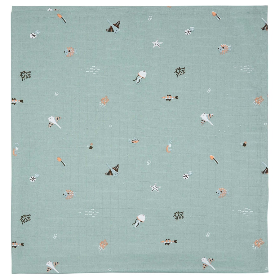 13445 muszlin pelenka 110x110 cm ocean vibes zold